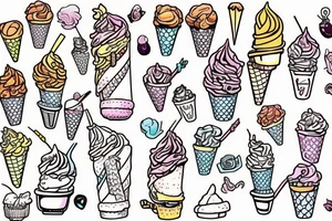 Cat riding an iced cream cone tattoo idea