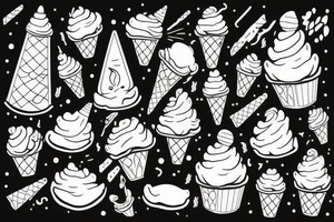 Cat riding an iced cream cone tattoo idea