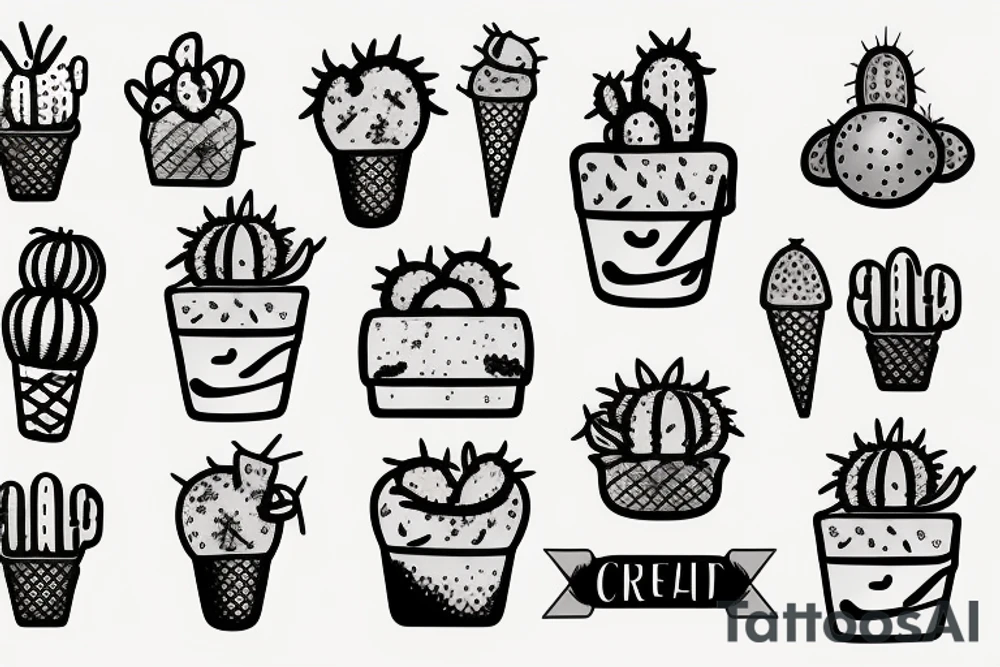 Cactus iced cream tattoo idea
