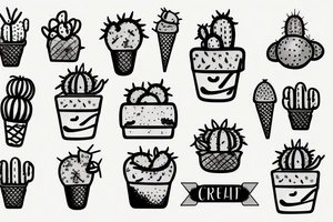 Cactus iced cream tattoo idea