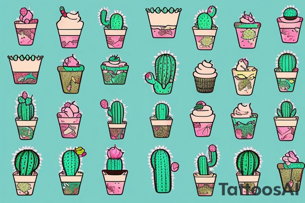 Cactus iced cream tattoo idea