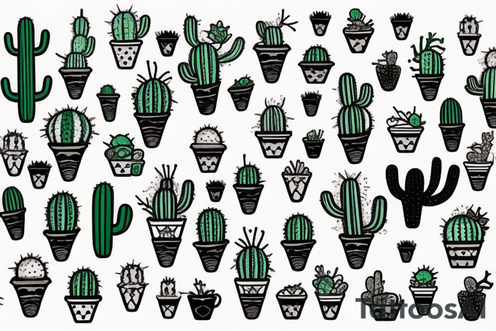 Cactus iced cream tattoo idea