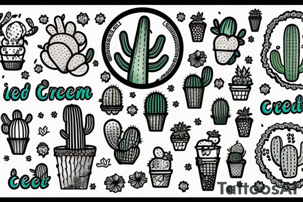 Cactus iced cream tattoo idea