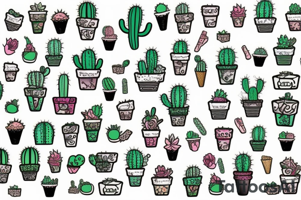 Cactus iced cream tattoo idea