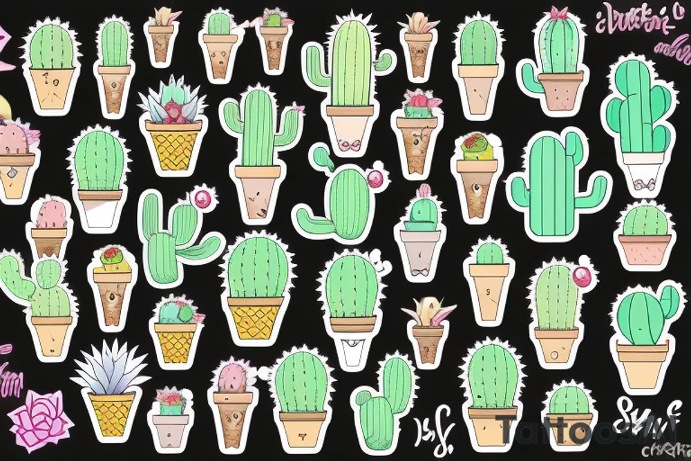 Cactus iced cream tattoo idea