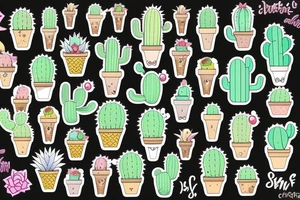 Cactus iced cream tattoo idea