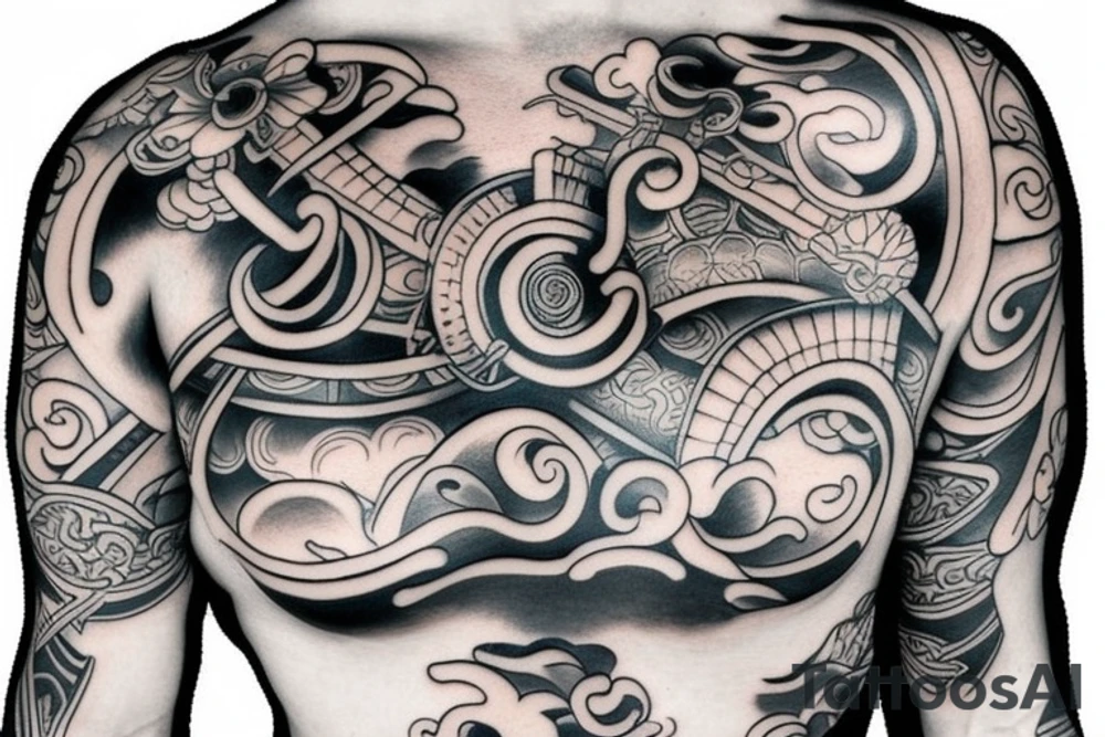 samurai chest tattoo idea