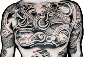 samurai chest tattoo idea