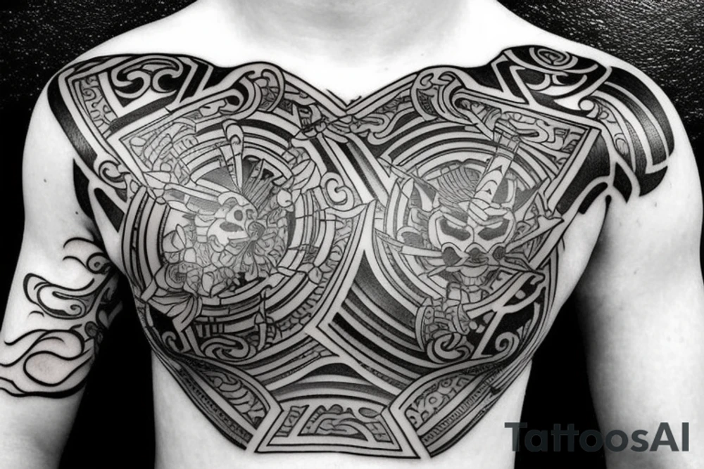 samurai chest tattoo tattoo idea