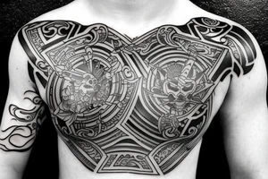samurai chest tattoo tattoo idea