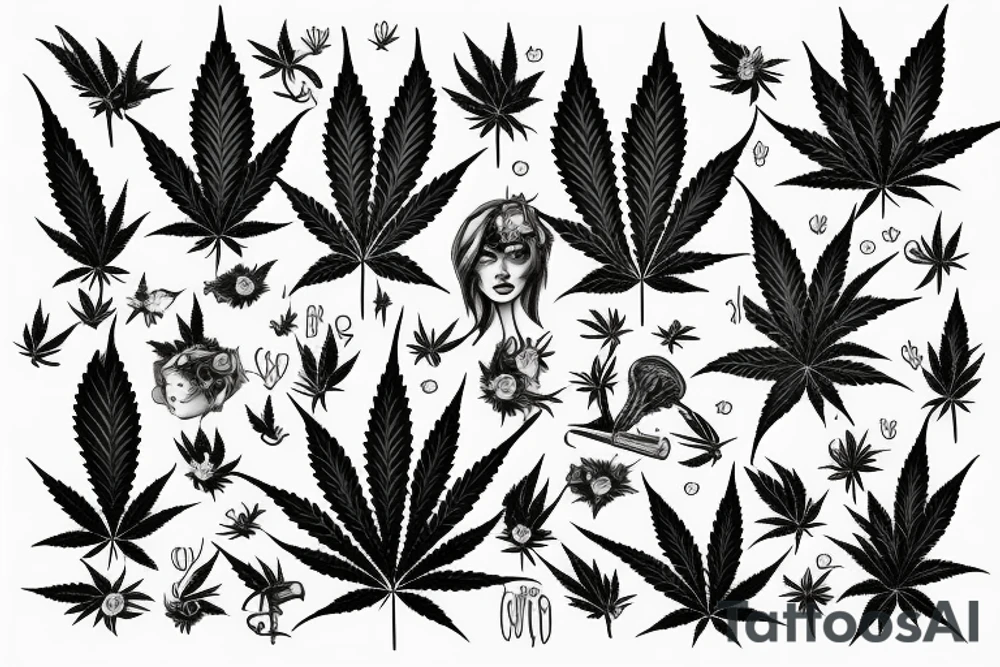 cannabis tattoo idea