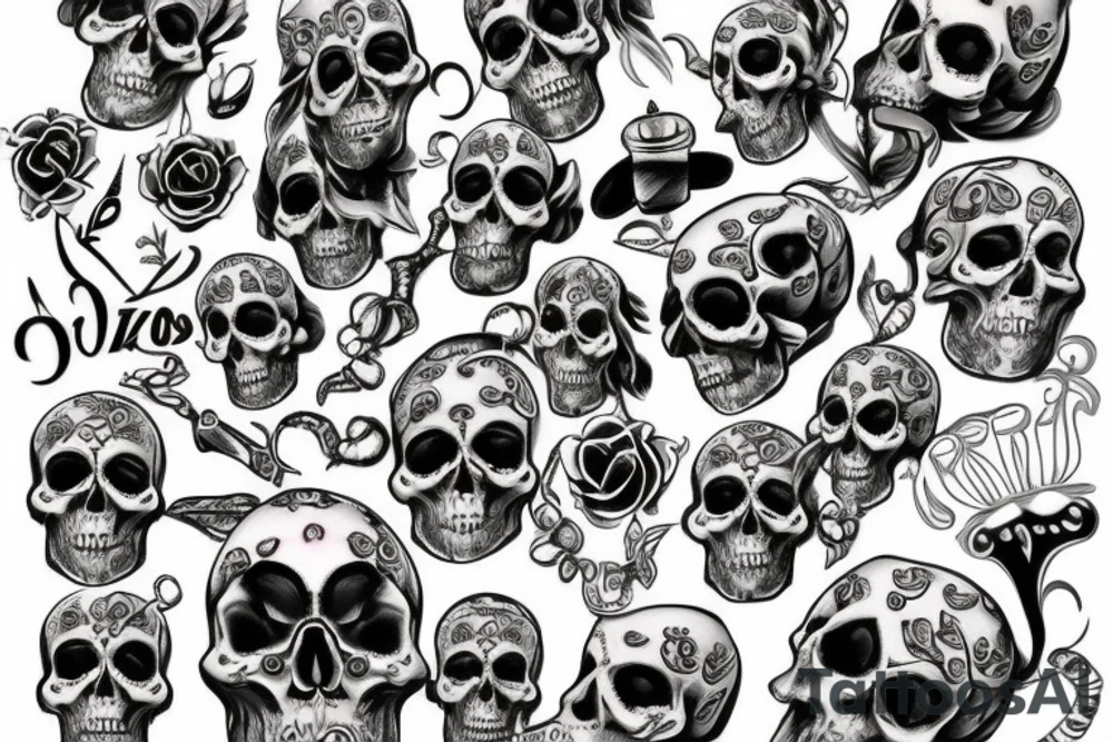 Skull with jewels tattoo idea
