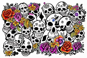 Skull with colorful jewels tattoo idea