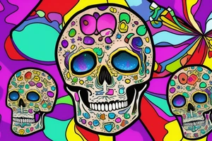 Skull with colorful gems tattoo idea