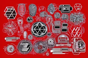 computer geometric design, glowing red, that goes on the shoulder tattoo idea