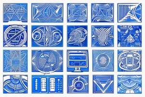 computer geometric design, glowing blue, that goes on the shoulder tattoo idea