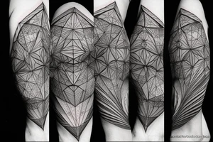 platonic solids geometric shape, turning into biological vasculature, on the shoulder tattoo idea