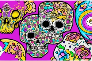 Skull with colorful gems tattoo idea