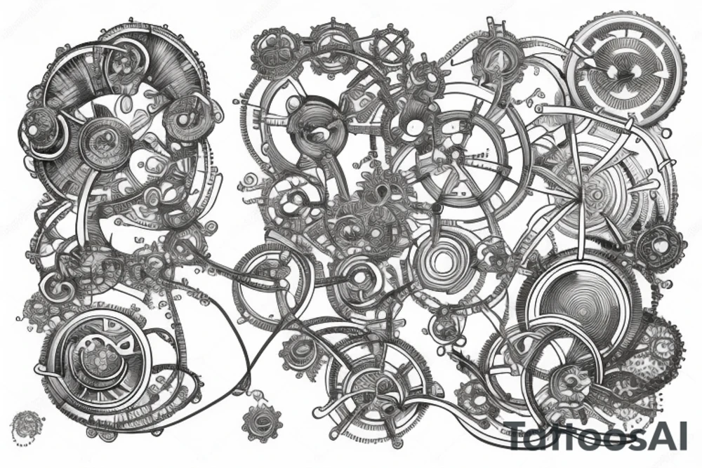 computational design turning into biological machinery tattoo idea