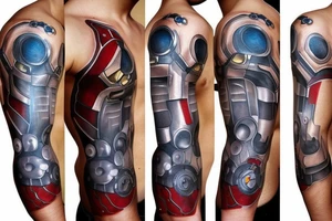 iron man inspired mechanism on the shoulder tattoo idea
