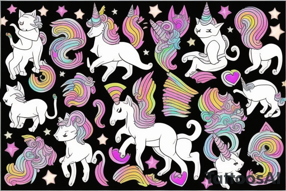 Kitten riding a unicorn tattoo idea