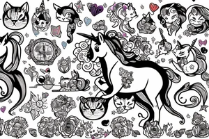 Kitten riding a unicorn tattoo idea