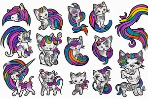 Kitten riding a unicorn tattoo idea