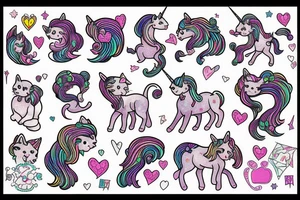 Kitten riding a unicorn tattoo idea