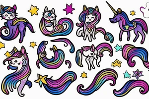 Kitten riding a unicorn tattoo idea