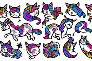 Kitten riding a unicorn tattoo idea