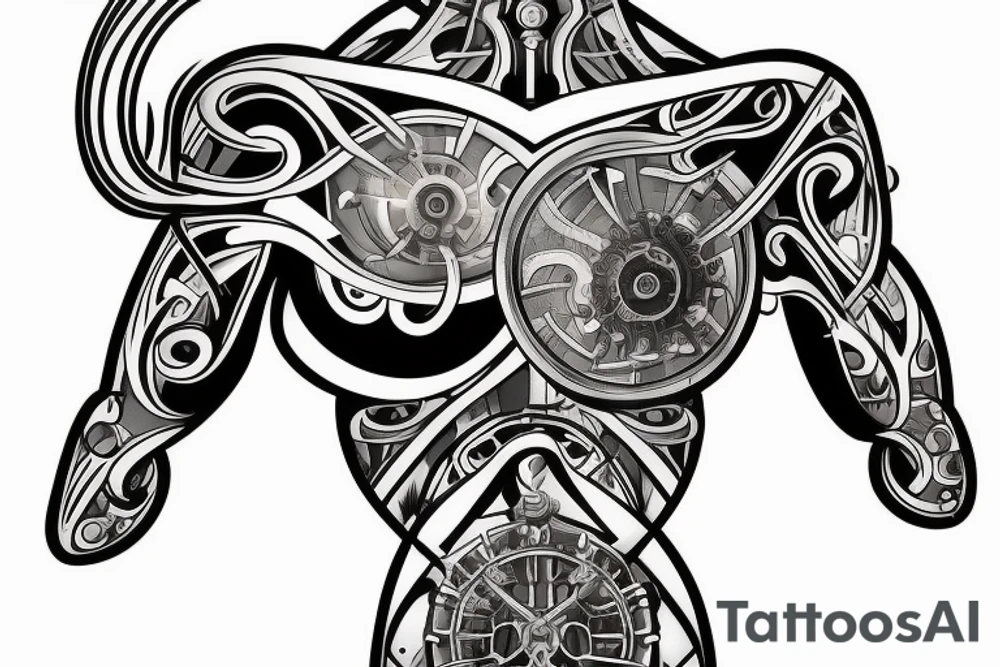 biorobotic mechanism on the shoulder tattoo idea