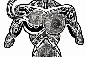 biorobotic mechanism on the shoulder tattoo idea