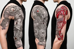 bio-robotic mechanism on the shoulder with vasculature tattoo idea