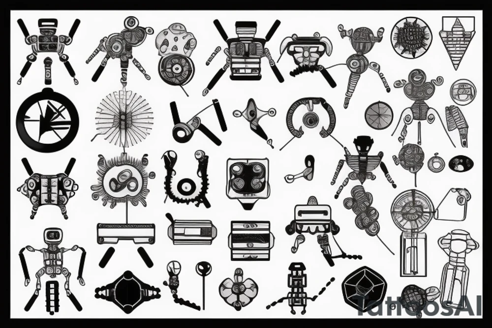 minimalist bio-robotic geometric mechanism tattoo idea minimalist bio-robotic geometric mechanism tattoo idea