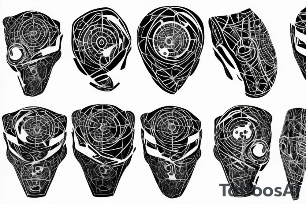 minimalist bio-robotic geometric mechanism on the shoulder tattoo idea
