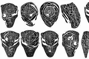 minimalist bio-robotic geometric mechanism on the shoulder tattoo idea