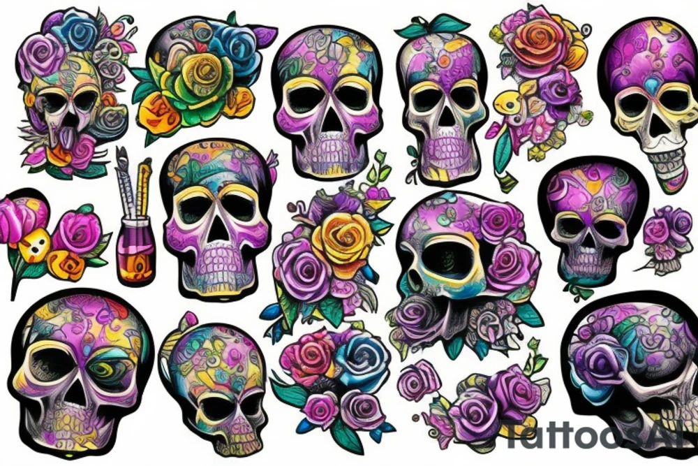 Melting skull tattoo idea