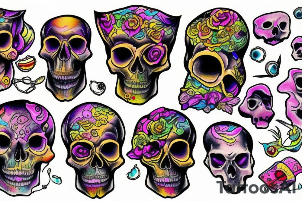 Melting skull tattoo idea
