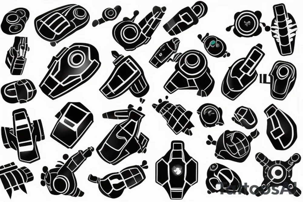 nanobots aggregating on the shoulder tattoo idea