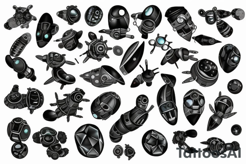 nanobots aggregating on the shoulder tattoo idea