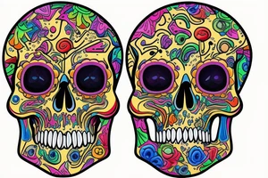 Colorful Melting skull will jewels tattoo idea