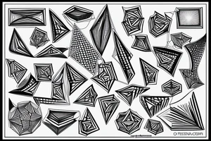 cells coming together in a geometric pattern tattoo idea