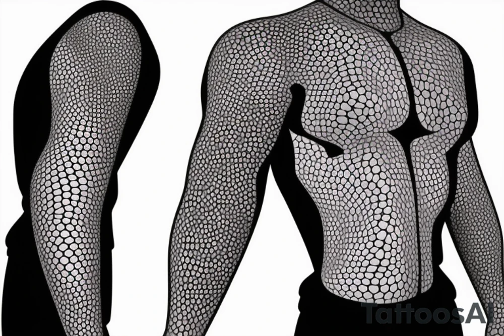 glowing biological cells coming together in a voronoi pattern on the shoulder tattoo idea
