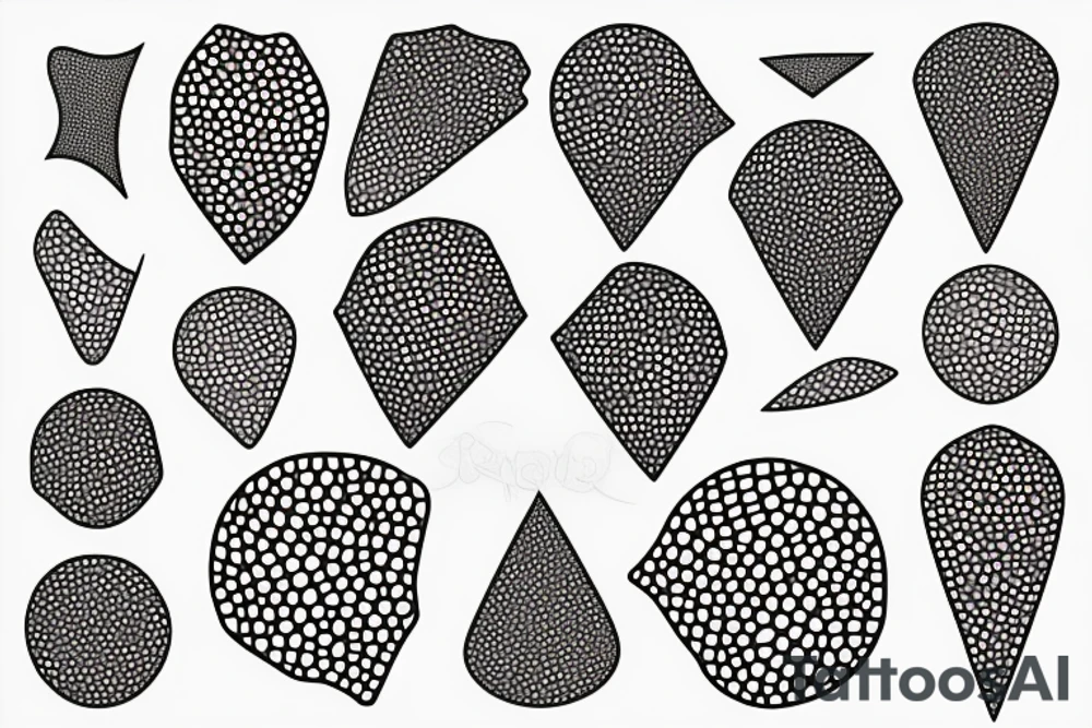 random biological cells coming together in a voronoi pattern on the shoulder with embedded vasculature tattoo idea