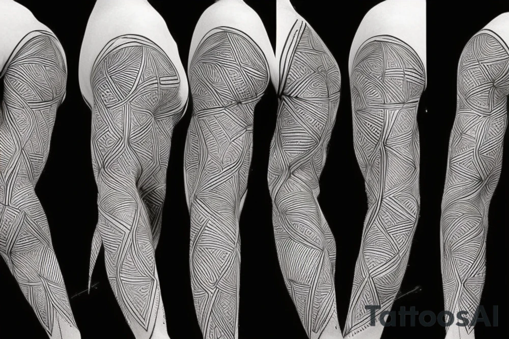 biological cells coming together in a geometric pattern on the shoulder with glowing vasculature tattoo idea