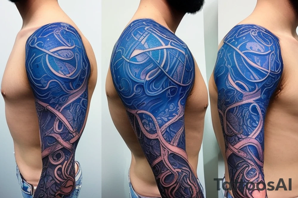 glowing blue vasculature on the shoulder tattoo idea