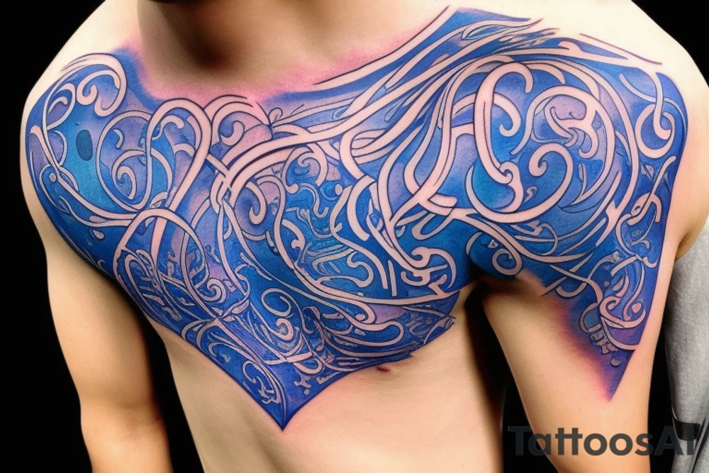 sparse glowing blue vasculature on the shoulder tattoo idea