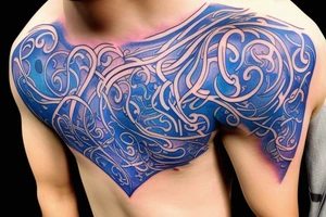 sparse glowing blue vasculature on the shoulder tattoo idea