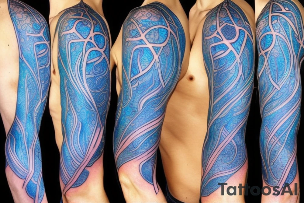 sparse glowing blue vasculature on the shoulder tattoo idea