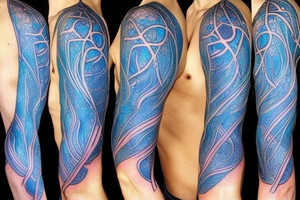 sparse glowing blue vasculature on the shoulder tattoo idea